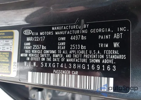 2017 Kia Optima Lx z USA, uszkodzony, nr VIN 5XXGT4L38HG169163